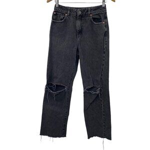Garage Denim 03/26 Black Wash Raw Hem Ripped Knees Denim Jeans